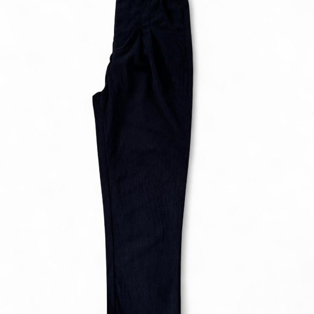 Black Corduroy Straight Leg Pants High Rise Pleated Women’s Medium - Picture 4 of 8